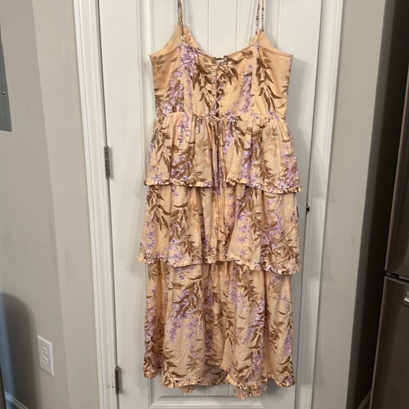 House of Harlow 1960 Linen Floral Tiered Corset Maxi Dress Large - Picture 7 of 13